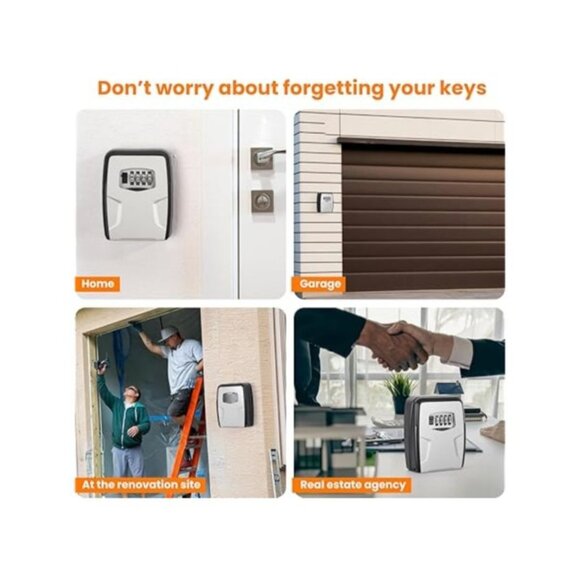 Fayleeko Wall-Mounted Key Lock Box 5 Key Capacity  Waterproof w Protective Cover - Picture 5 of 8